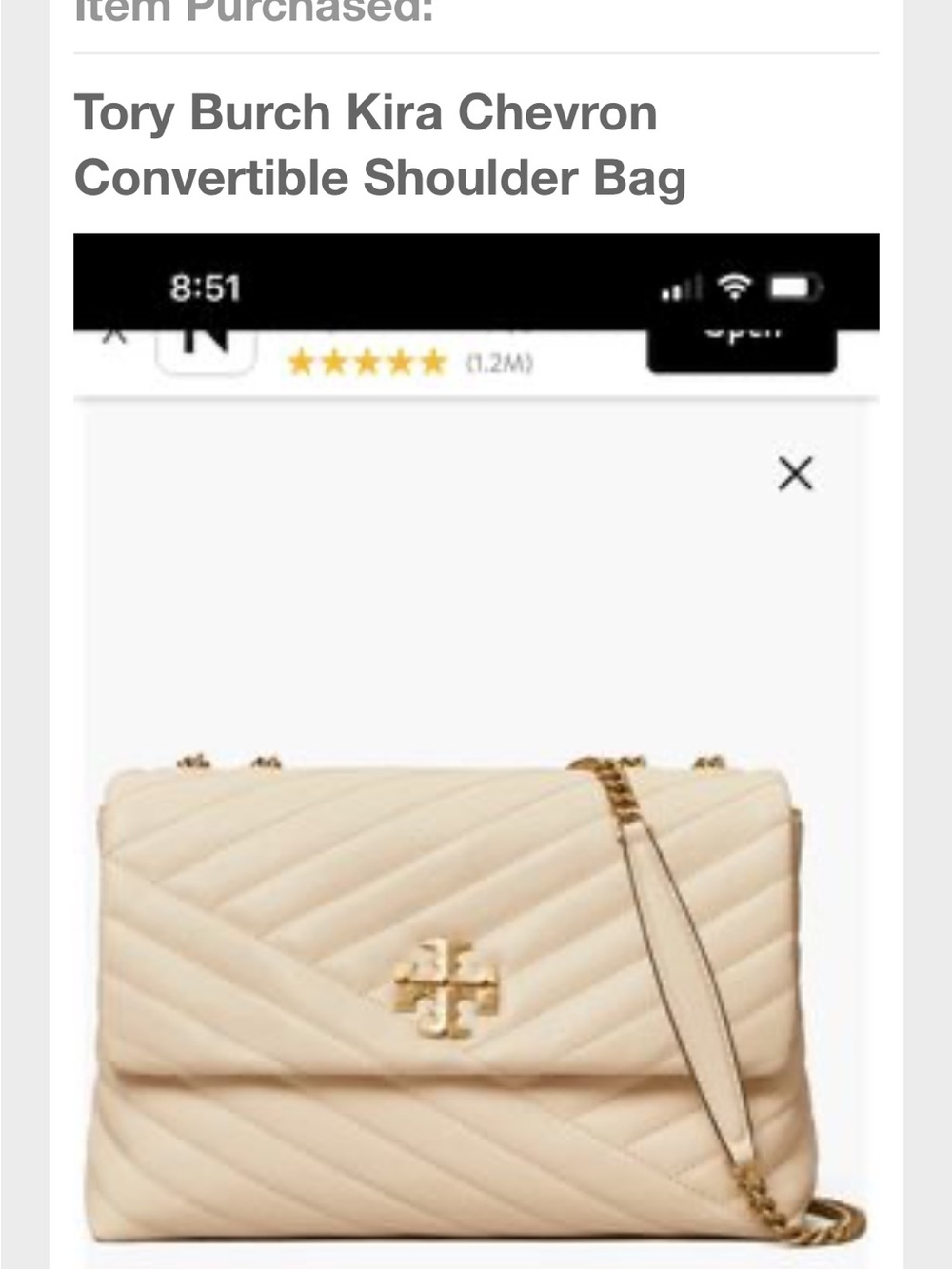 Tory Burch Cream Quilted Chevron Kira Convertible Shoulder Bag